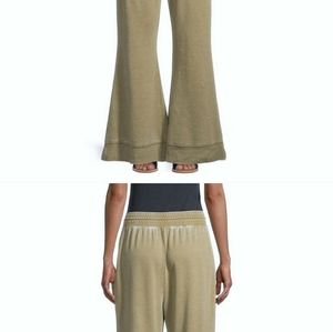 Free People Relaxed Fit Flared Lounge Pants Burnout Olive Army Taupe S